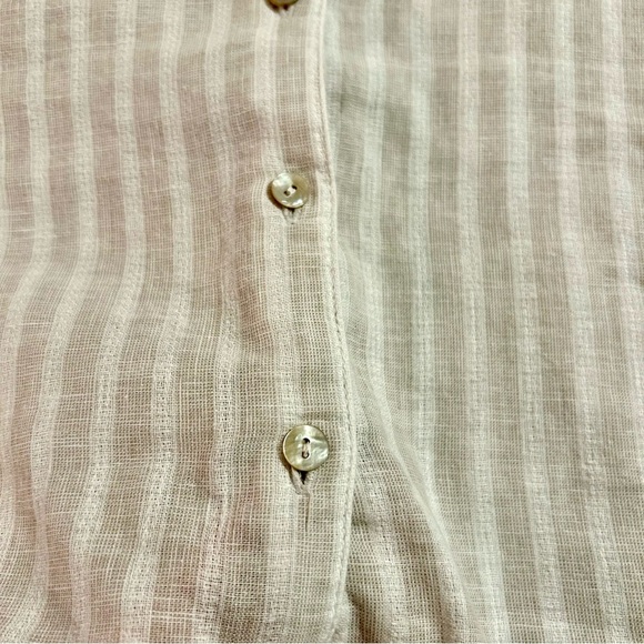 Sigrid Olsen Women’s Linen Blend Cropped Sleeveless Button Down Striped Shirt - Picture 3 of 5